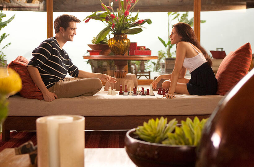Robert Pattinson as Edward Cullen and Kristen Stewart as Bella Swan "The Twilight Saga: Breaking Dawn - Part 1."