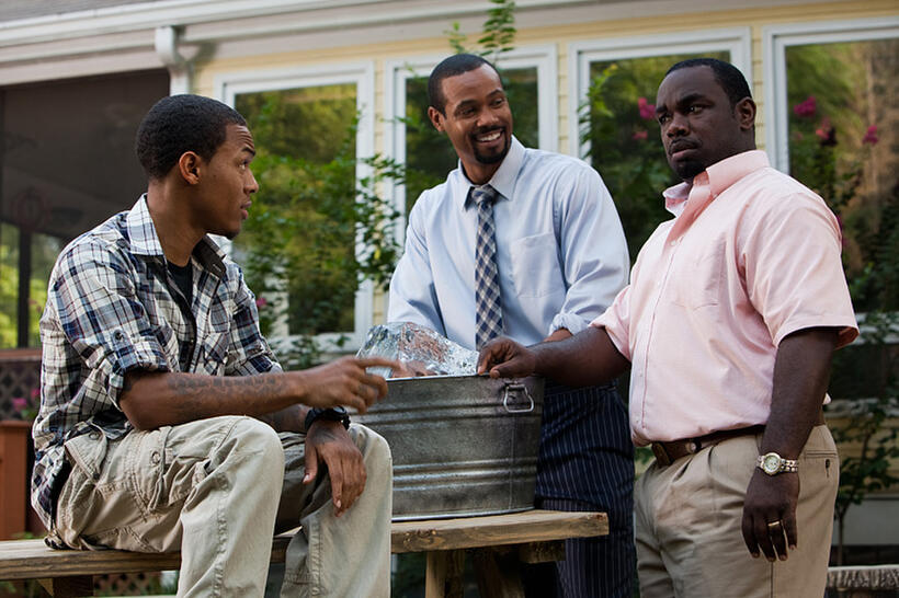 Bow Wow as Byron, Isaiah Mustafa as Calvin and Rodney Perry as Harold in "Tyler Perry's Madea's Big Happy Family."