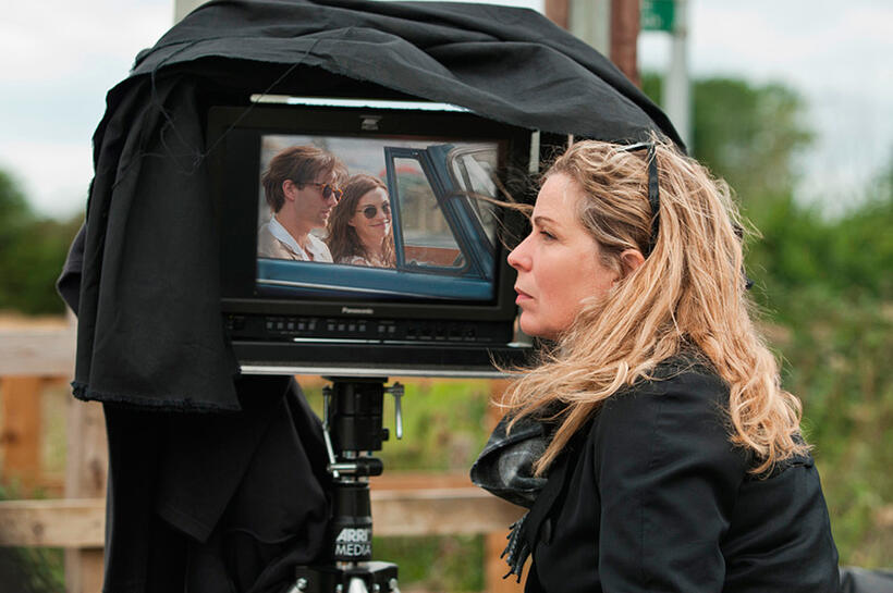 Director Lone Scherfig on the set of "One Day."
