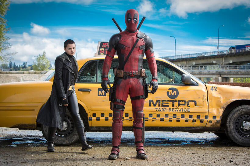Brianna Hildebrand as Negasonic Teenage Warhead and Ryan Reynolds as Wade in "Deadpool."