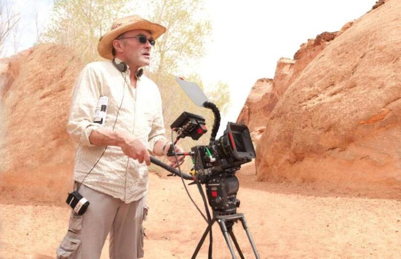 Director Danny Boyle on the set of "127 Hours."