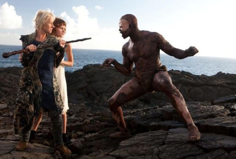 Helen Mirren, Felicity Jones and Djimon Hounsou in "The Tempest."