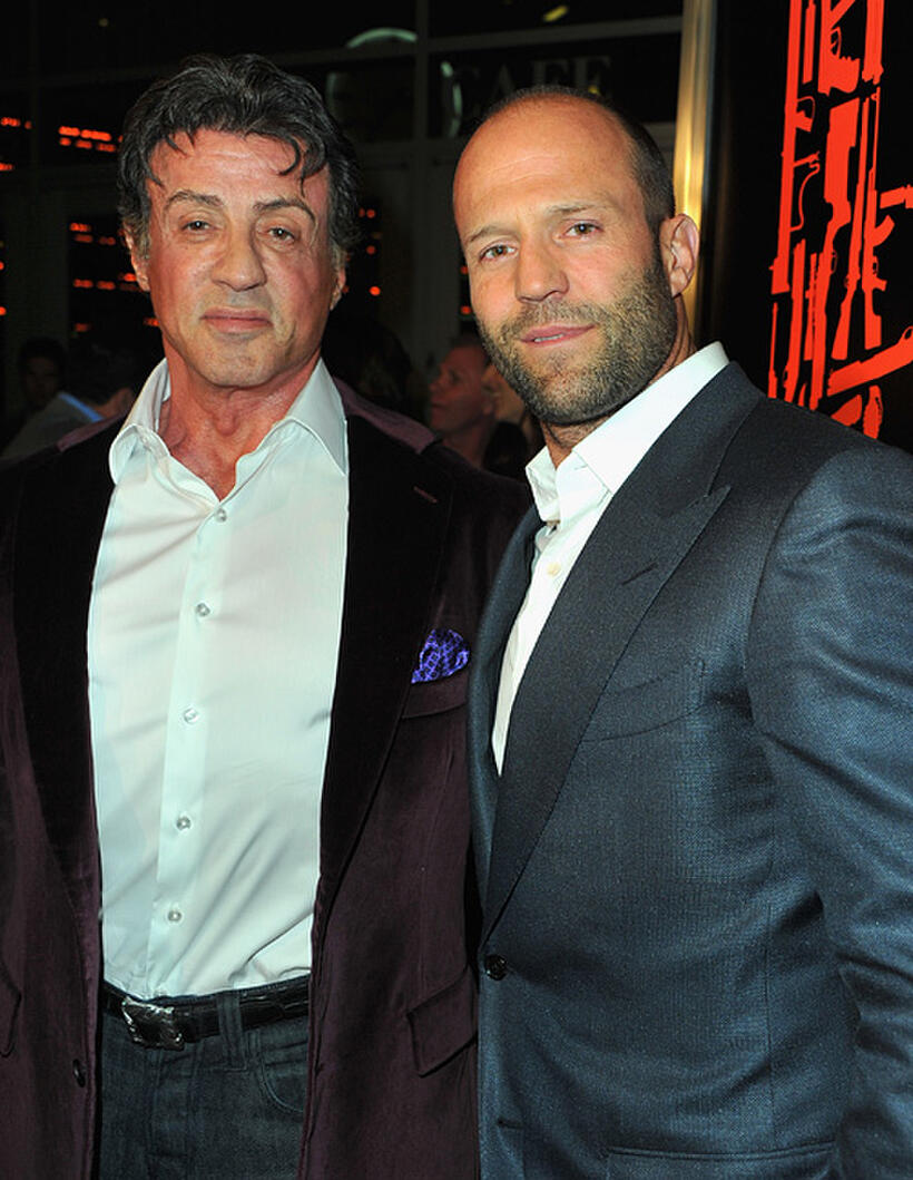 Sylvester Stallone and Jason Statham at the California premiere of "The Mechanic."