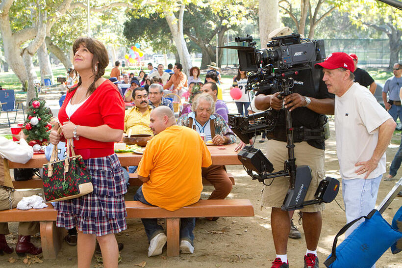 Adam Sandler and director Dennis Dugan on the set of "Jack and Jill."