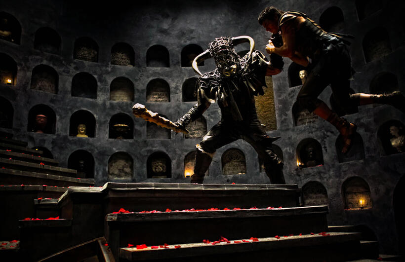 Robert Mailet as Minotaur and Henry Cavill as Theseus in "Immortals."