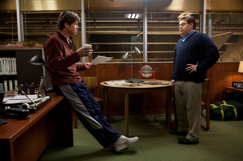 Brad Pitt and Jonah Hill in "Moneyball."