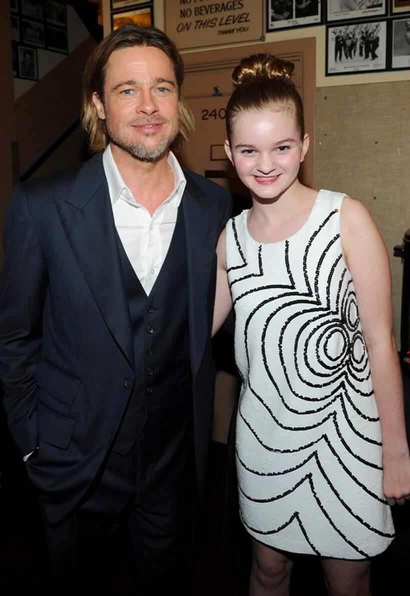 Brad Pitt and Kerris Dorsey at the California premiere of "Moneyball."