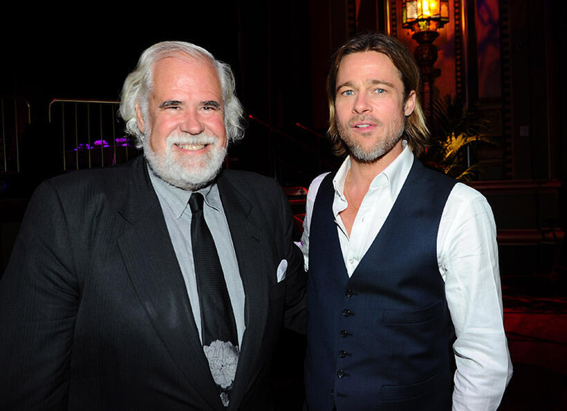 Vice Chairman Sony Entertainment Jeff Blake and Brad Pitt at the California premiere of "Moneyball."
