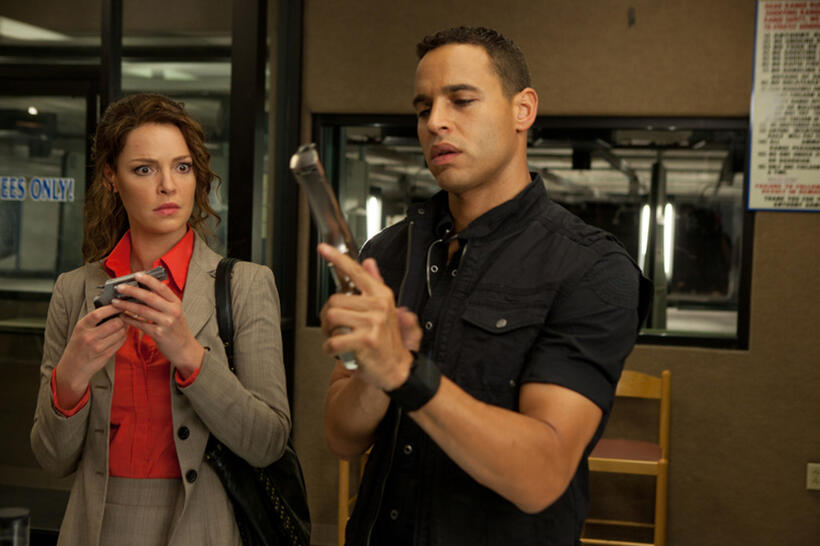 Katherine Heigl as Stephanie Plum and Daniel Sunjata as Ranger in "One For The Money."