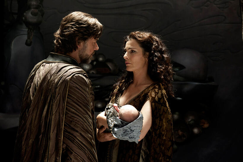 Russell Crowe as Jor-El and Ayelet Zurer as Lara Lor-Van in "Man of Steel."
