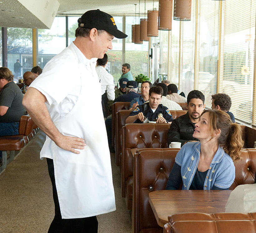 Tom Hanks, Julia Roberts and Wilmer Valderrama in "Larry Crowne."