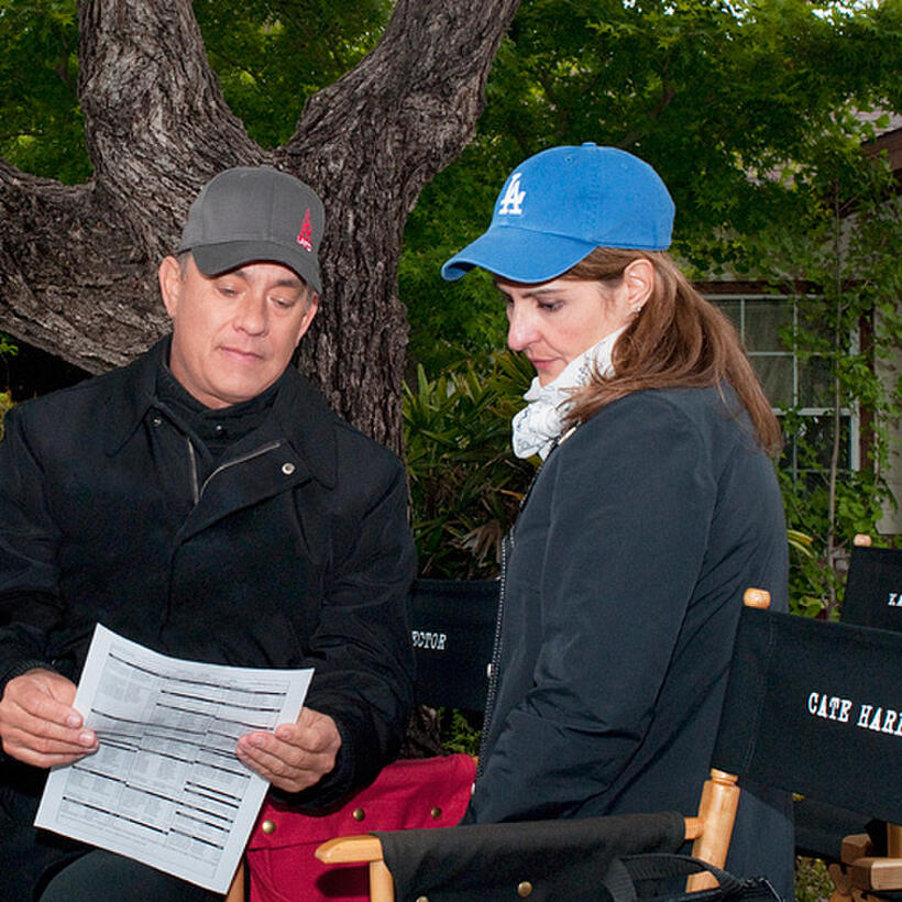Tom Hanks and Nia Vardalos on the set of "Larry Crowne."