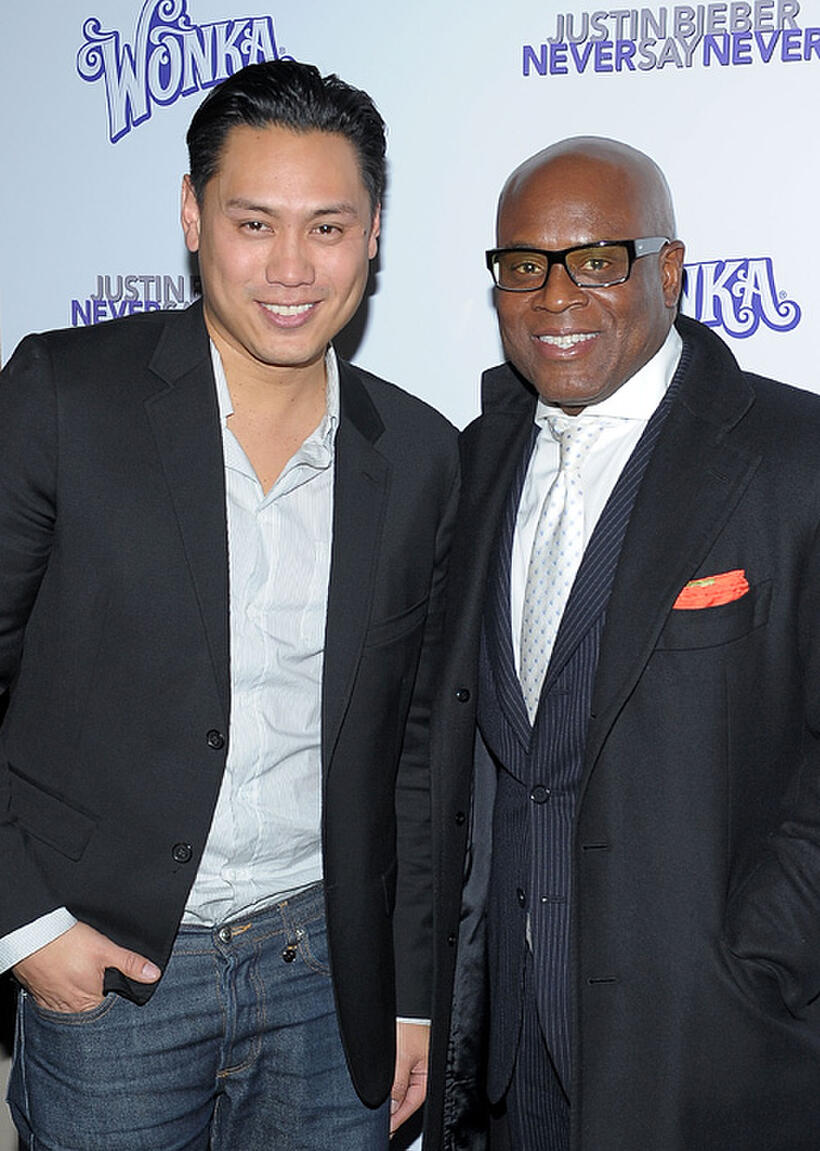 Director Jon M. Chu and producer LA Reid at the New York premiere of "Justin Bieber: Never Say Never."