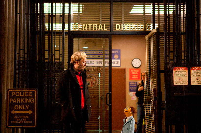 Director James Bobin on the set of "The Muppets."