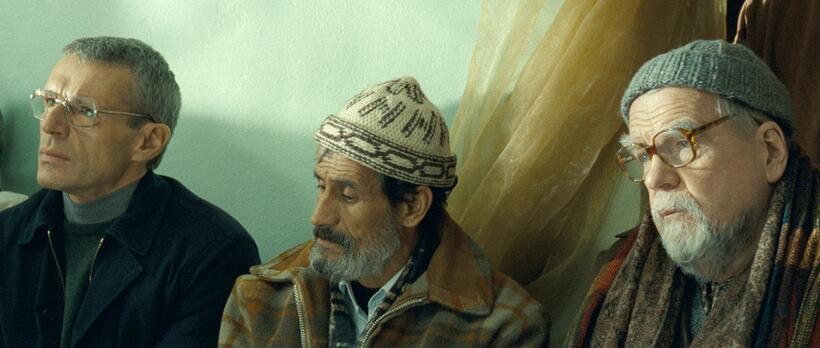 Lambert Wilson as Christian, Benaissa Ahaouari as Sidi Larbi and Michael Lonsdale as Luc in "Of Gods and Men."