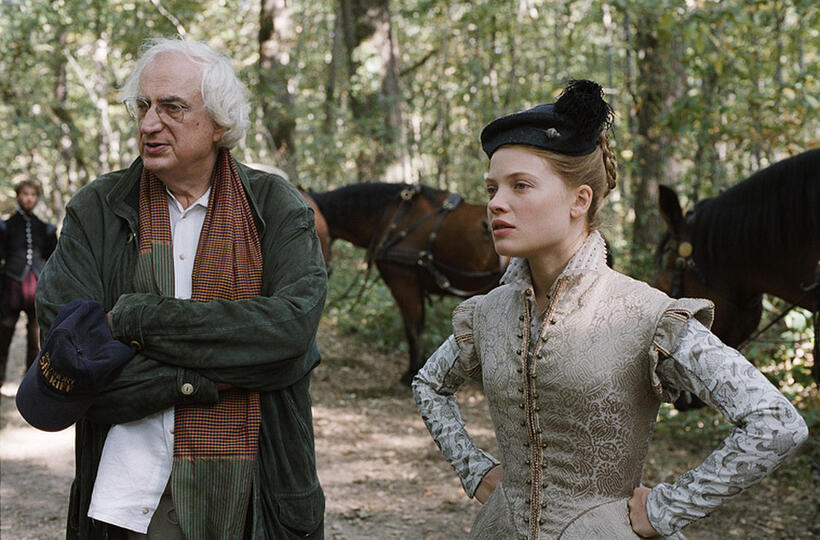 Director Bertrand Tavernier and Melanie Thierry on the set of "The Princess of Montpensier."
