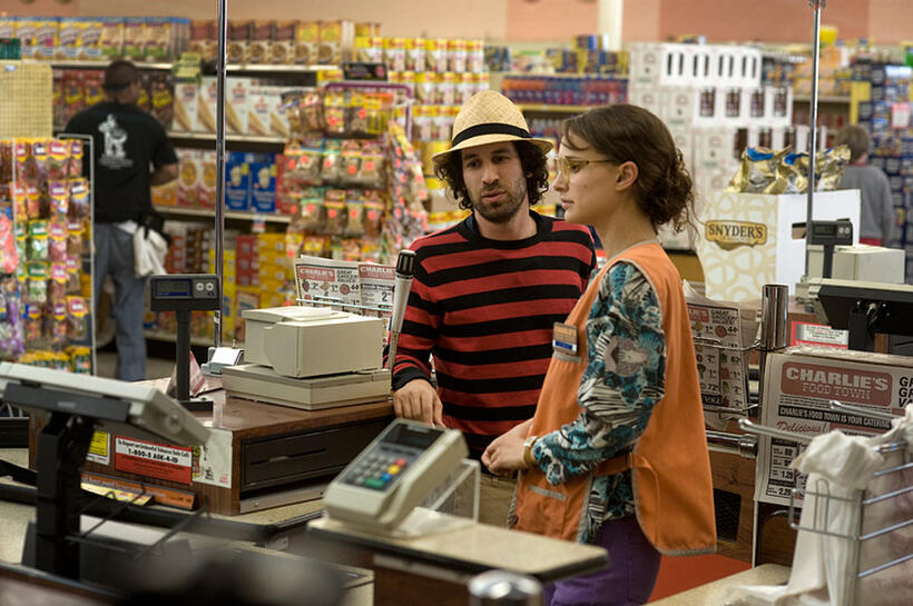 Director Spencer Susser and Natalie Portman on the set of "Hesher."