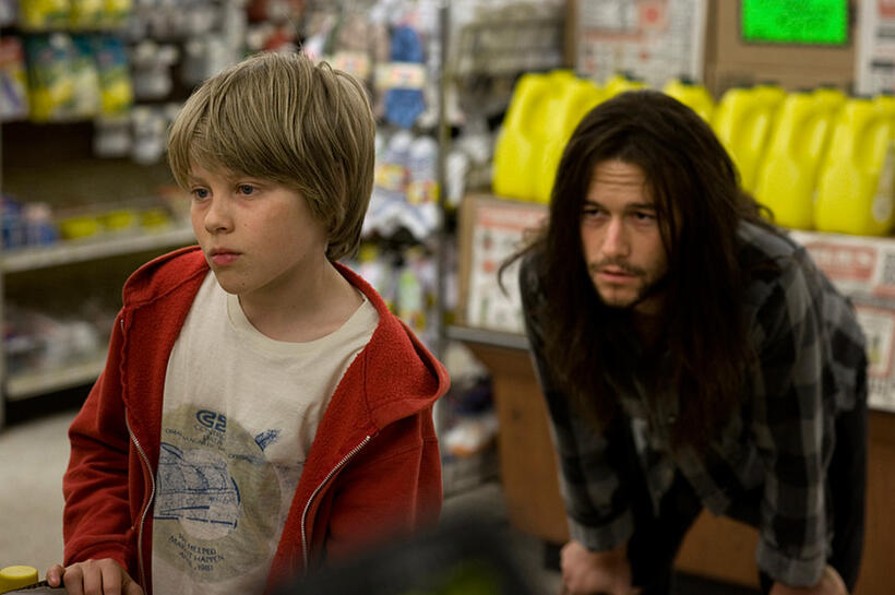 Devin Brochu as TJ and Joseph Gordon-Levitt as Hesher in "Hesher."