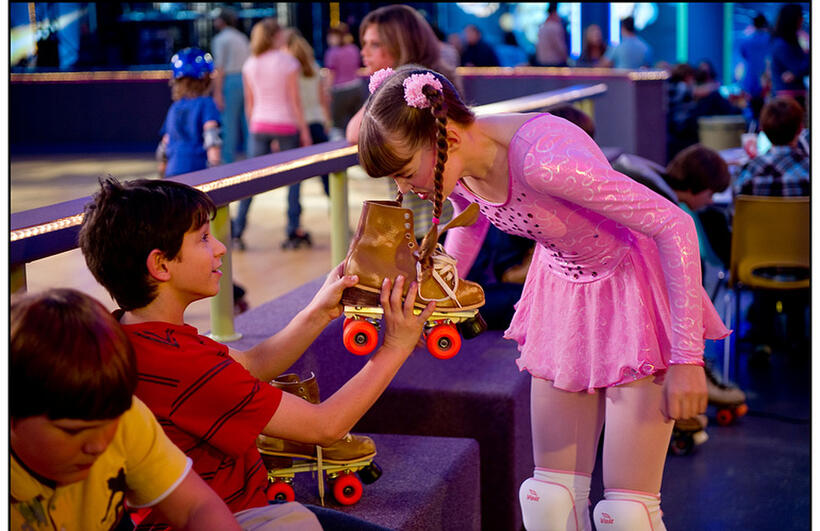 Zachary Gordon as Greg Heffley and Laine MacNeil as Patty Farrell in "Diary of a Wimpy Kid 2: Rodrick Rules."