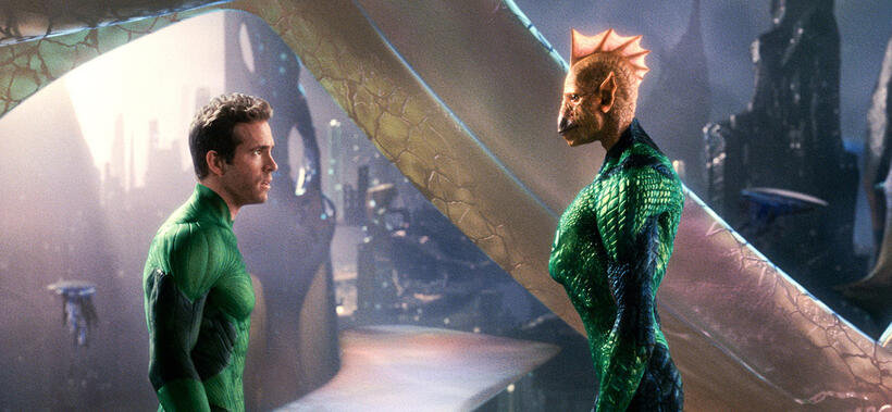Ryan Reynolds as Green Lantern and Geoffrey Rush as Tomar-Re in "Green Lantern."