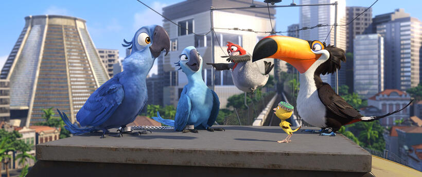 Blu, Jewel, Pedro, Rafael and Nico in "Rio The Movie."