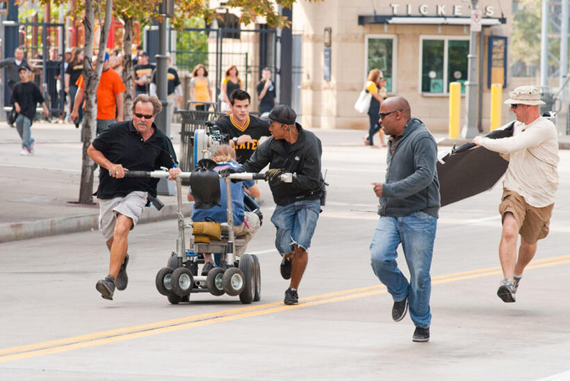 Taylor Lautner on the set of "Abduction."