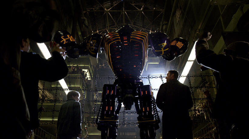 Dakota Goyo as Max and Hugh Jackman as Charlie Kenton in "Real Steel."