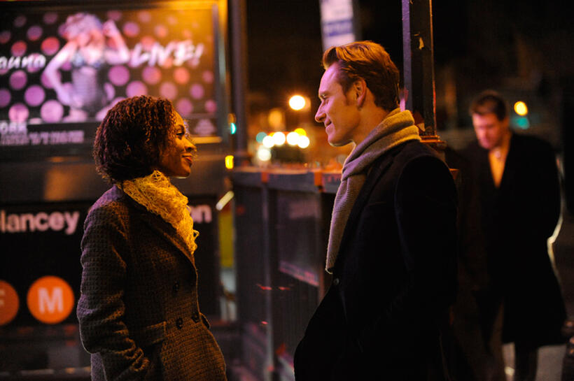 Nicole Beharie as Marianne and Michael Fassbender as Brandon in "Shame (2011)."