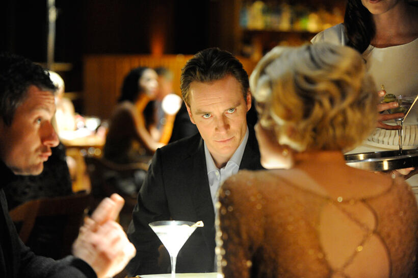 James Badge Dale as David, Michael Fassbender as Brandon and Carey Mulligan as Sissy in "Shame (2011)."