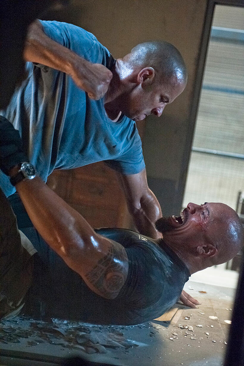 Vin Diesel and Dwayne Johnson in "Fast Five."