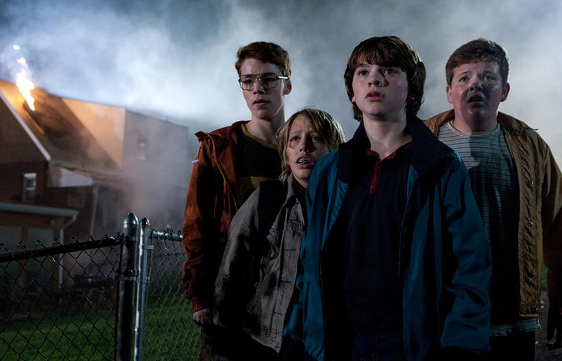 Gabriel Basso as Martin, Ryan Lee as Cary, Joel Courtney as Joe Lamb and Riley Griffiths as Charles in "Super 8."