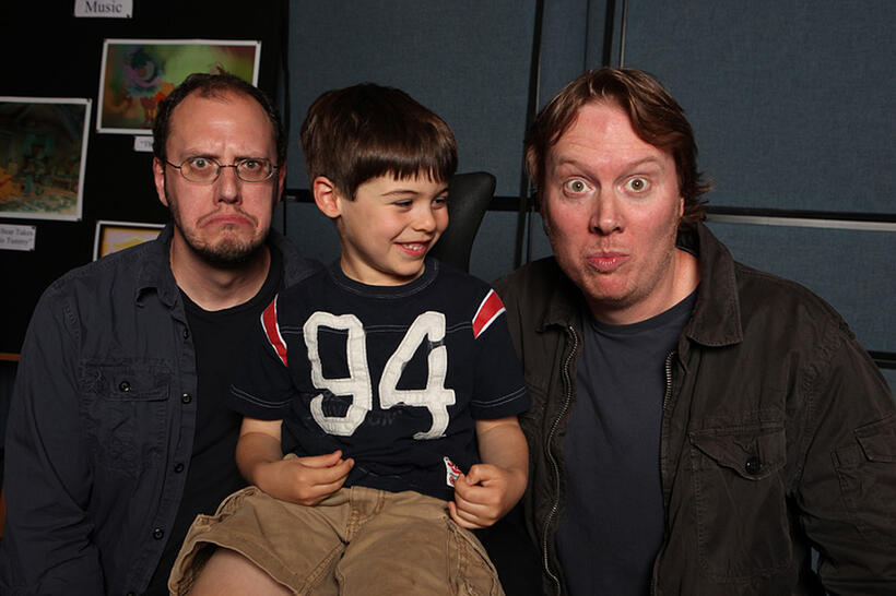Stephen J. Anderson, Wyatt Hall and Don Hall on the set of "Winnie The Pooh."