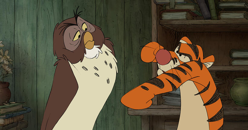 Owl and Tigger in "Winnie The Pooh."