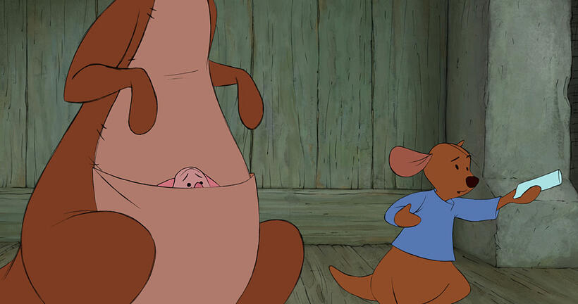Kanga, Piglet and Roo in "Winnie The Pooh."