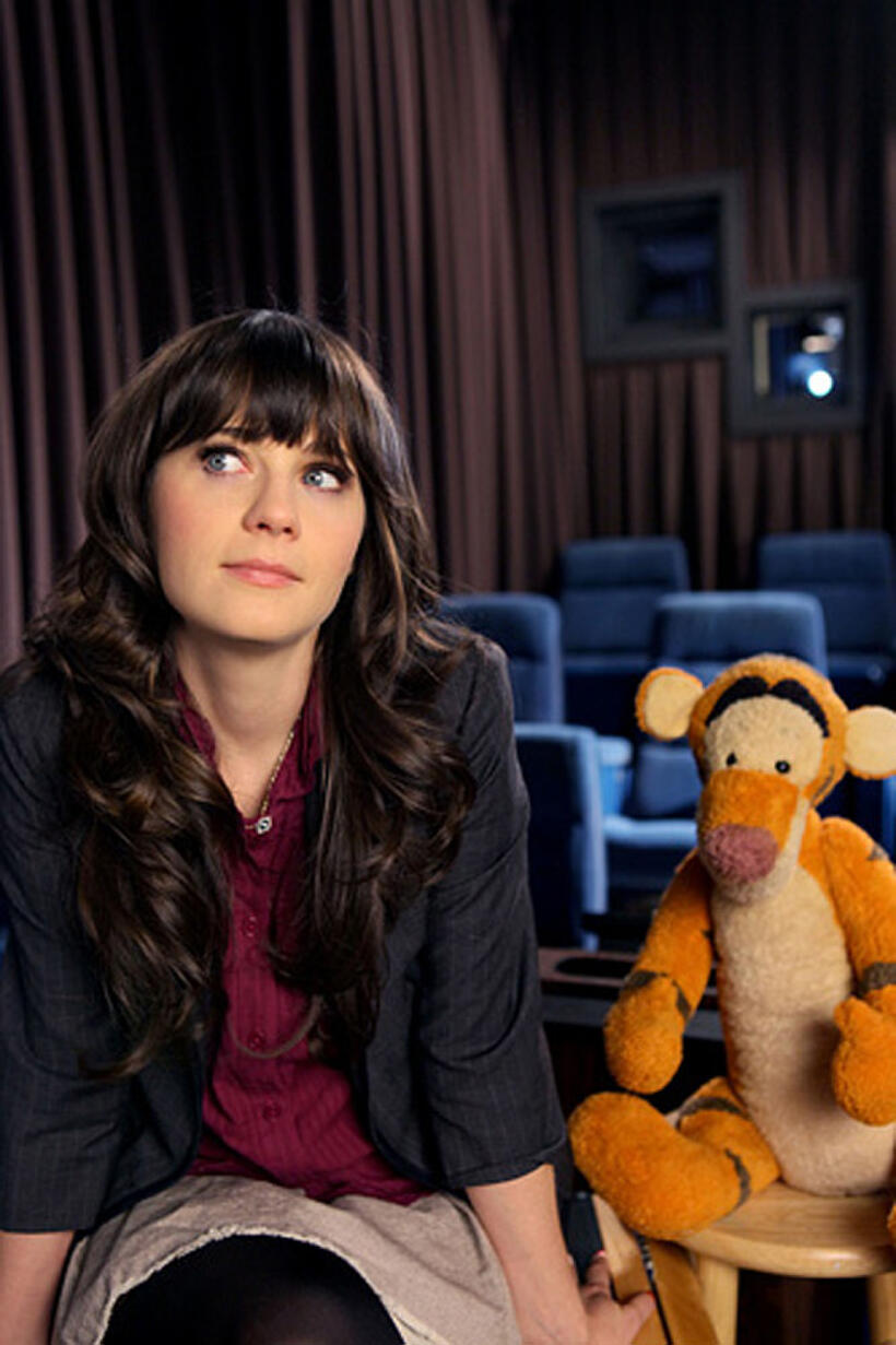 Zooey Deschanel on the set of "Winnie The Pooh."