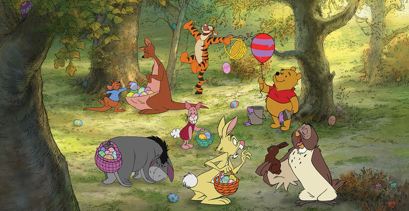 Roo, Kanga, Eeyore, Piglet, Rabbit, Winnie The Pooh and Owl in "Winnie The Pooh."