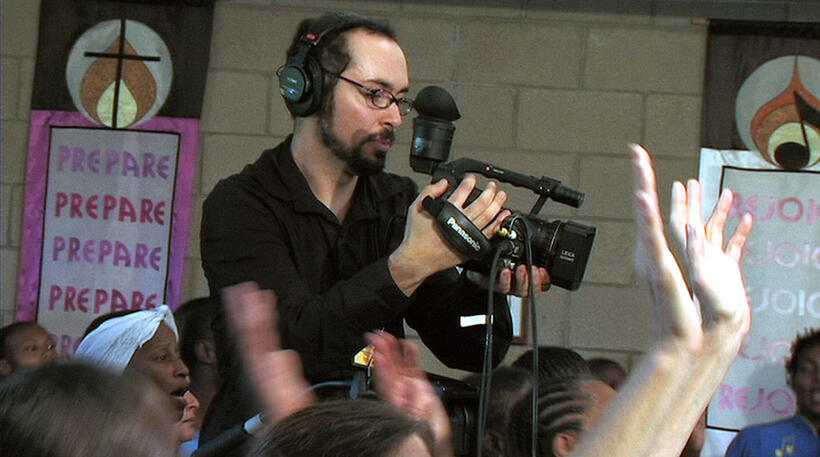 Director Yoav Potash on the set of "Crime After Crime."