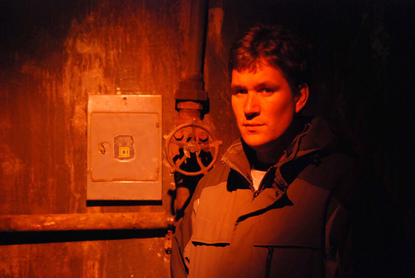 Stevan Mena on the set of "Bereavement."