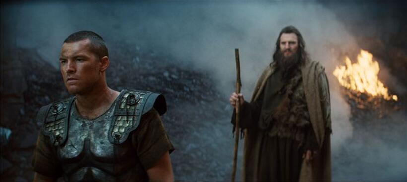 Sam Worthington as Perseus and Liam Neeson as Zeus in "Clash of the Titans."
