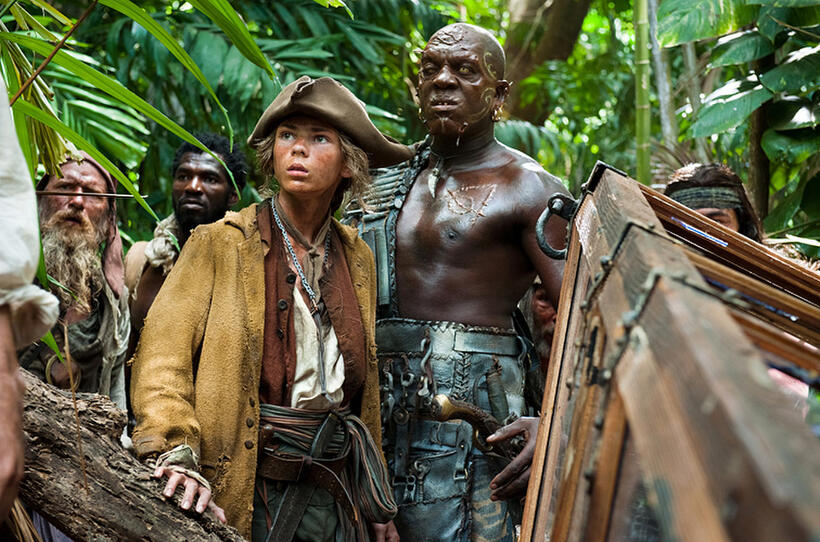 Kevin Senn, Emerson "Malcolm" Tuitt, Robbie Kay, Deobia Oparei in "Pirates of the Caribbean: On Stranger Tides."