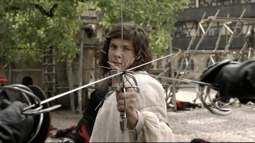 Logan Lerman on the set of "The Three Musketeers."
