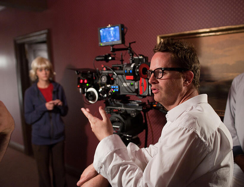 Nicolas Winding Refn on the set of "Drive."