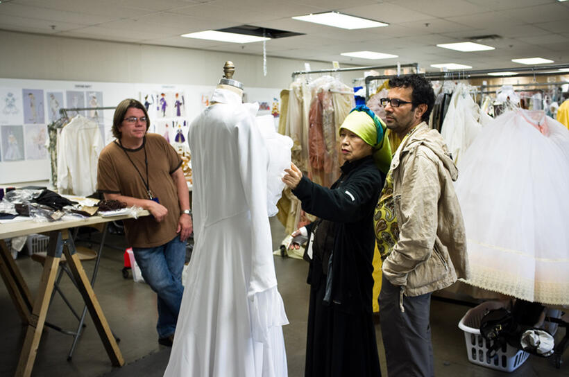 Costume designer Eiko Ishioka and director Tarsem Singh on the set of "Mirror Mirror."
