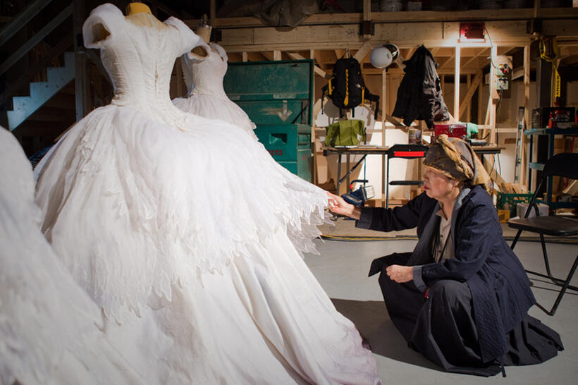 Costume designer Eiko Ishioka on the set of "Mirror Mirror."
