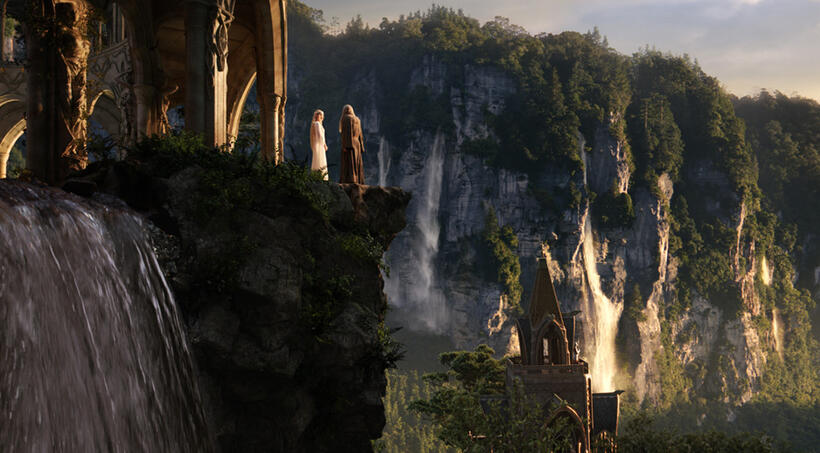 Cate Blanchett as Galadriel and Ian McKellen as Gandalf in "The Hobbit: An Unexpected Journey."
