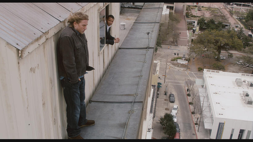 Charlie Hunnam as Gavin and Terrence Howard as Hollis in "The Ledge."