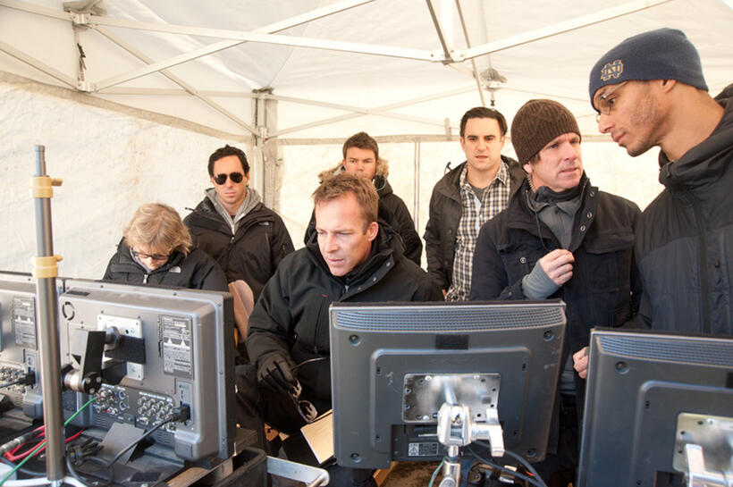 Director Asger Leth on the set of "Man On A Ledge."