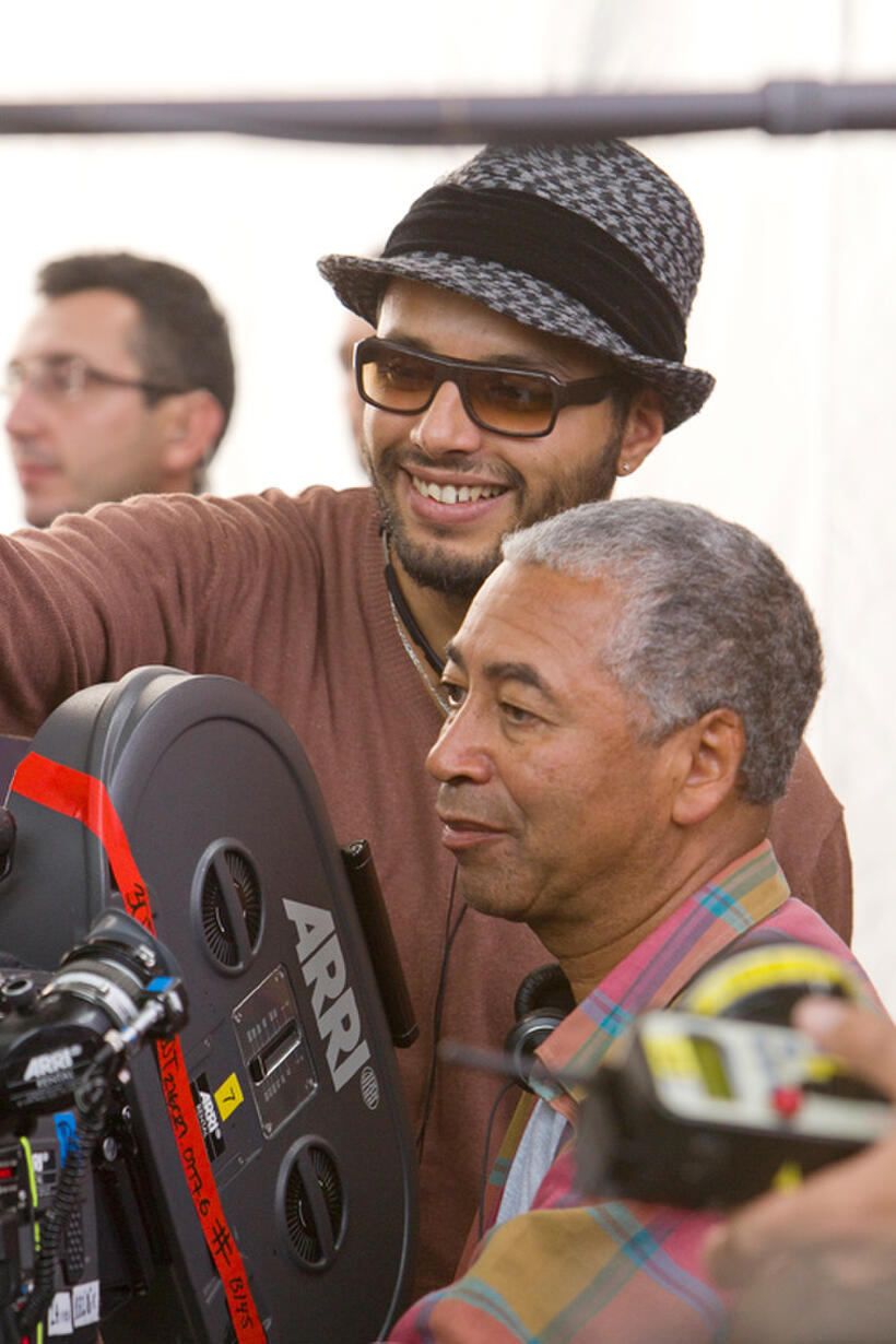 Director Mabrouk El Mechri and Cinematographer Remi Adefarasin on the set of "The Cold Light Of Day."