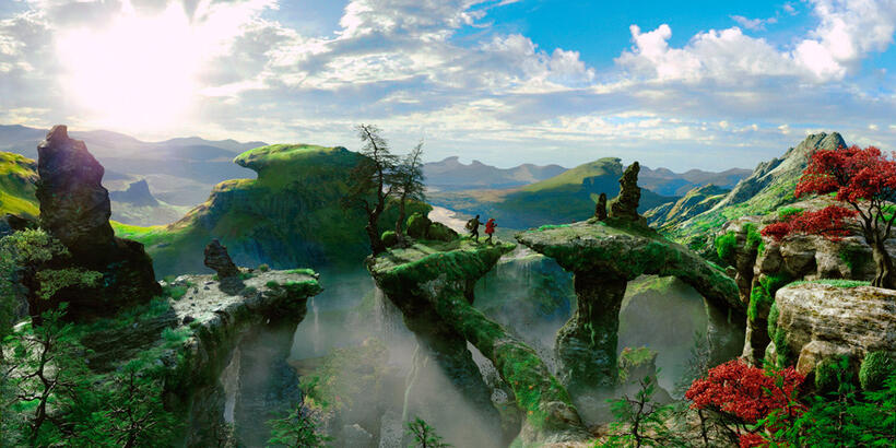 James Franco as Oscar Diggs and Mila Kunis as Theodora in "Oz: The Great and Powerful."