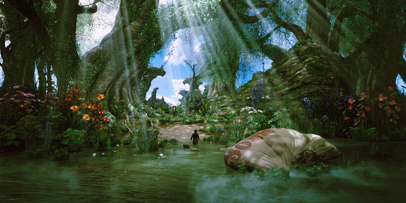 James Franco as Oscar Diggs and Mila Kunis as Theodora in "Oz: The Great and Powerful."